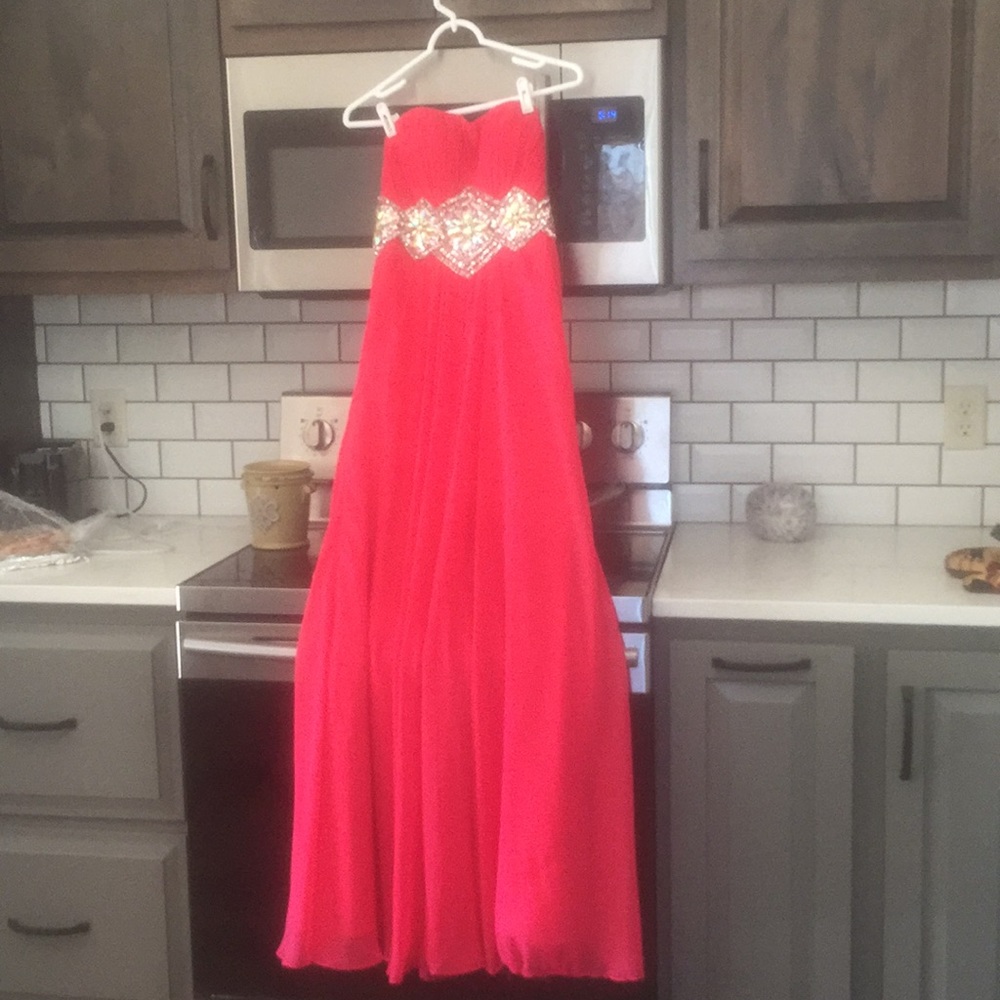 Gorgeous Coral beaded prom dress
